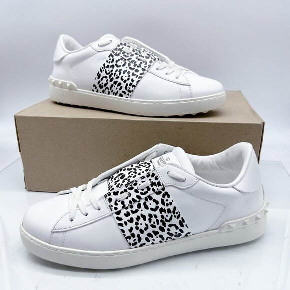 VALENTINO GARAVANI Rockstud Untitled Leopard Sneaker Men White Leather EU42 US 9 - Picture 2 of 15